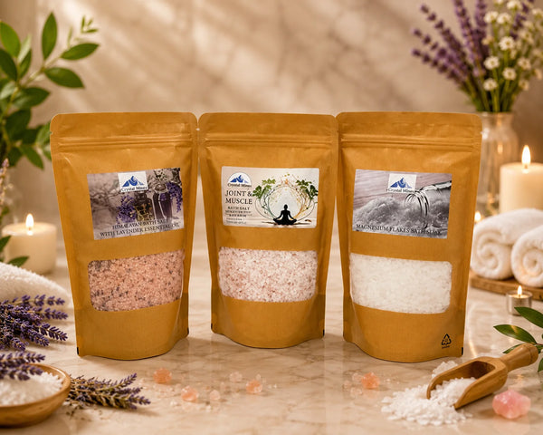 3 Bath Soak Bundle Pack by Crystal Mines Australia including Magnesium Chloride Bath Flakes and Himalayan Salt Bath Soaks