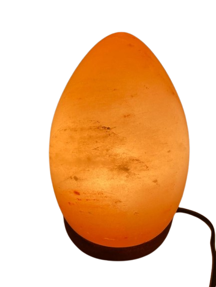 Handcrafted Egg Shape Crafted Himalayan Salt Lamp on a premium wooden base by Crystal Mines Australia