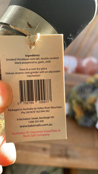 Fire Pit Extreme Hot Salt Grinder back packaging by Crystal Mines Australia
