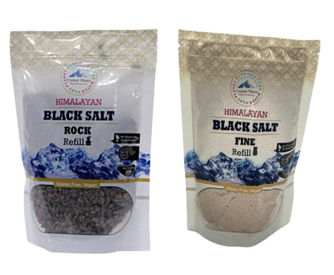 Himalayan Black Salt Fine + Black Salt Rock