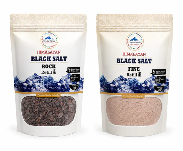 Himalayan Black Salt Fine & Rock 300g by Crystal Mines Australia
