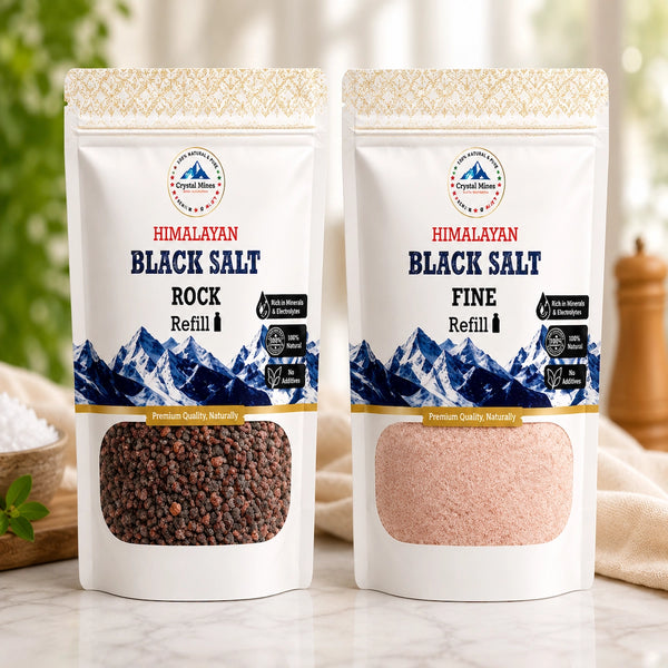 Himalayan Black Salt Fine & Rock 300gm by Crystal Mines Australia