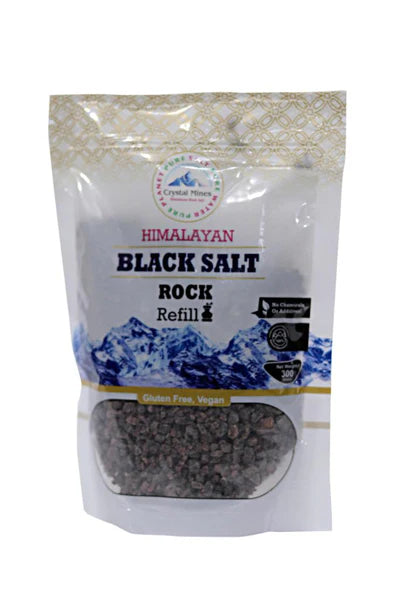 Himalayan Black Salt Rock Refill 300g (Kala Namak) grinder refill by Crystal Mines Australia.