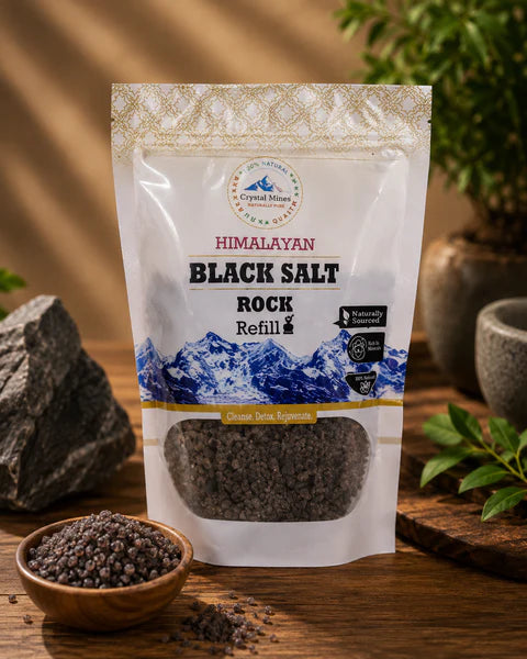 Himalayan Black Salt Rock Refill 300g (Kala Namak) grinder refill by Crystal Mines Australia.