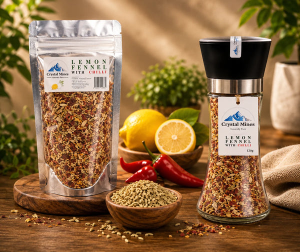 Himalayan Lemon Fennel Chili Salt + Refill Bundle Pack by Crystal Mines Australia