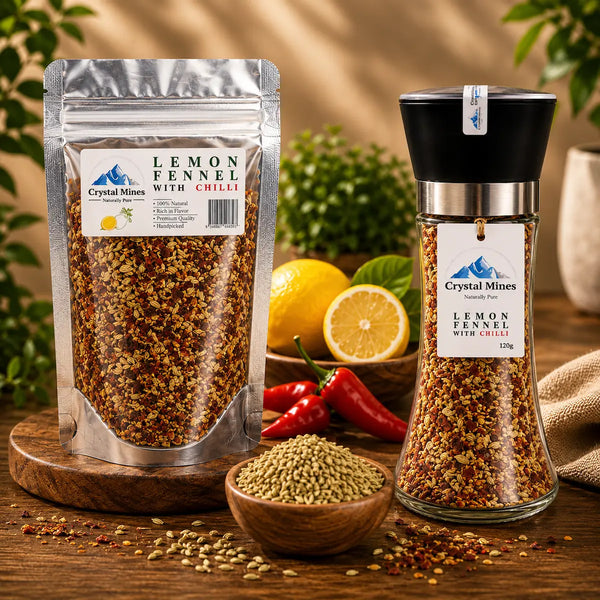 Himalayan Lemon Fennel Chili Salt + Refill Bundle Pack by Crystal Mines Australia