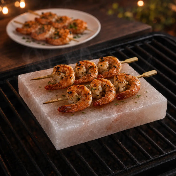 Himalayan Pink Salt Slab 6x4x2 Inch for Cooking BBQ and Grilled Shrimp