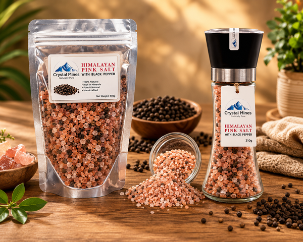 Himalayan Pink Salt and Black Pepper + Refill Bundle Pack by Crystal Mines Australia