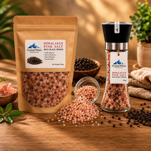 Himalayan Pink Salt and Black Pepper + Refill Bundle Pack by Crystal Mines Australia
