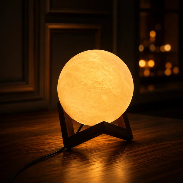 Himalayan White Sphere Salt Lamp 6 Inch with Geometric Wooden Stand by Crystal Mines Australia
