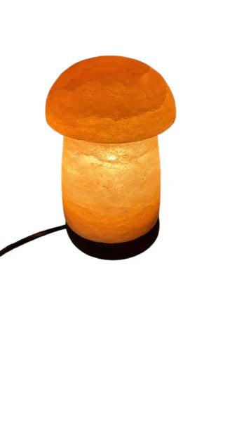 Handcrafted Mushroom Crafted Himalayan Salt Lamp on a premium wooden base by Crystal Mines Australia