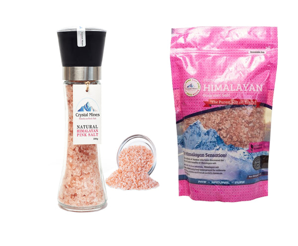 Natural Himalayan Premium Pink Salt + Refill Bundle Pack by Crystal Mines Australia
