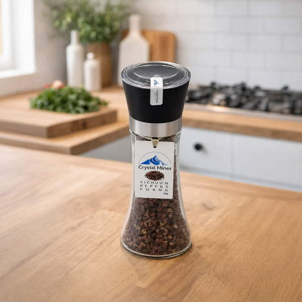 Sichuan Peppercorns Premium Glass Spice Grinder by Crystal Mines Australia