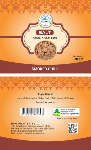 Smoked Chilli 80g lable by crystal mines australia