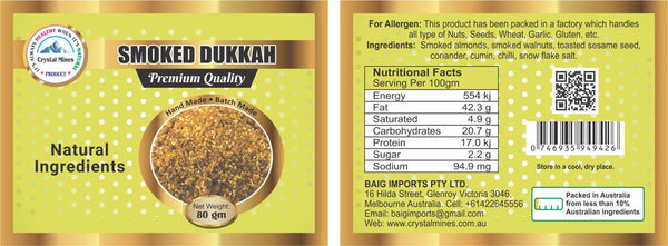 Smoked Dukkah Artisan Smoky Spice Blend 80g by Crystal Mines Australia