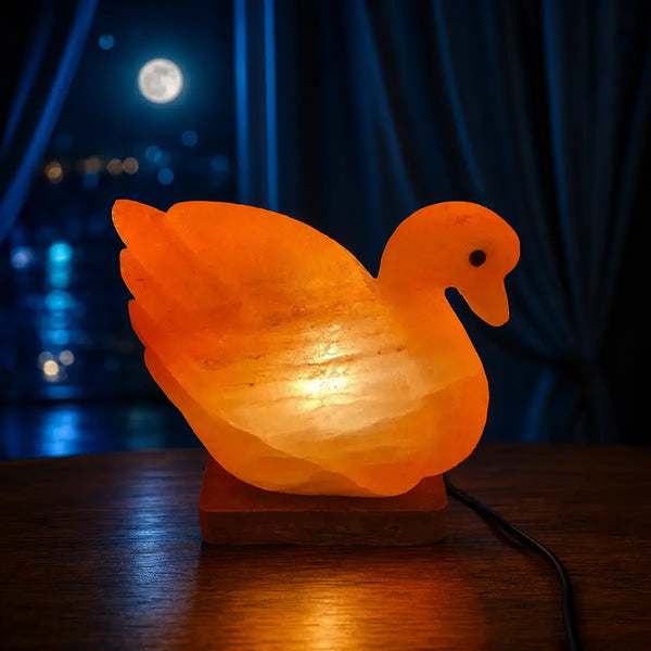 Swan Crafted Himalayan Pink Salt Lamp with Wooden Base by Crystal Mines Australia