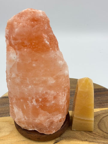 Himalayan Pink Salt Lamp + Honey calcite Tower (Bundle Pack)