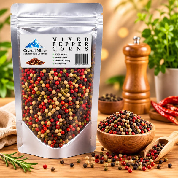 Mixed Peppercorns Refills 120g – Premium Blend of Black, White, Green and Pink Peppercorns by Crystal Mines Australia