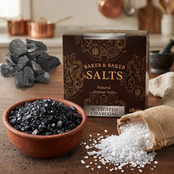 Natural Artisan Activated Charcoal Salt 180g premium black finishing salt by Crystal Mines Australia.