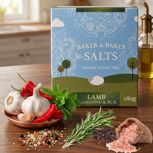 Natural Artisan Lamb Seasoning & Rub 180g packing gourmet seasoning with smoked Himalayan salt by Crystal Mines Australia.