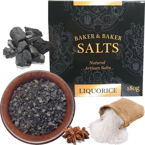 Natural Artisan Liquorice Salt 180g premium gourmet finishing salt by Crystal Mines Australia.