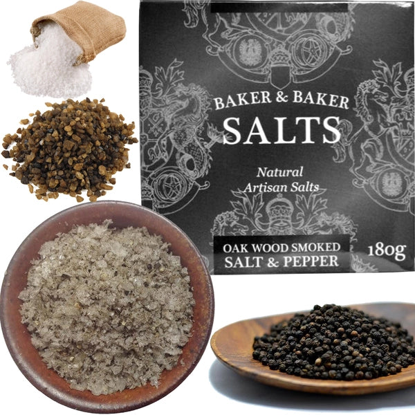 Natural Artisan Oak Wood Smoked Salt & Pepper 180g premium smoked seasoning blend by Crystal Mines Australia.
