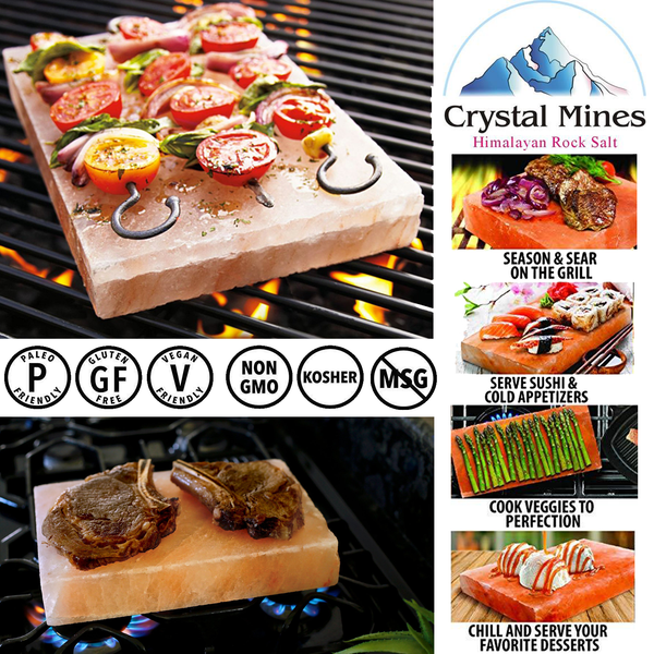 Himalayan Natural Salt Slab 6x4x1 Inch for BBQ steak grilling and cooking by Crystal Mines Australia made from authentic Himalayan pink rock salt.