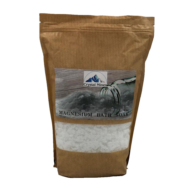 Premium Magnesium Chloride Bath Flakes 2kg for bath and foot soaks by Crystal Mines Australia.