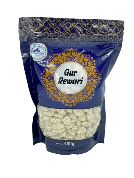 Gur Rewari 400g pouch made with sesame seeds and natural jaggery  by Crystal Mines Australia 